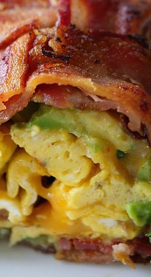 Bacon Breakfast Roll Ups A close up of a Bacon Breakfast Roll Up.