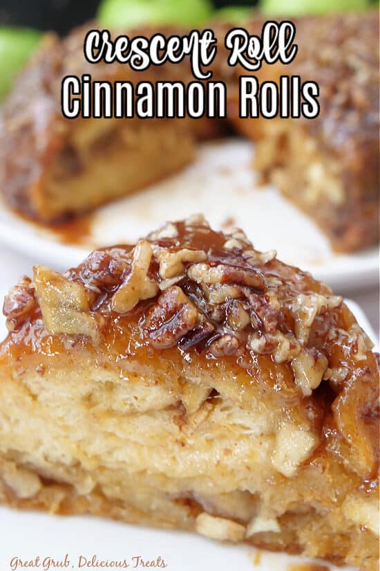 A slice of cinnamon roll made with crescent dough.