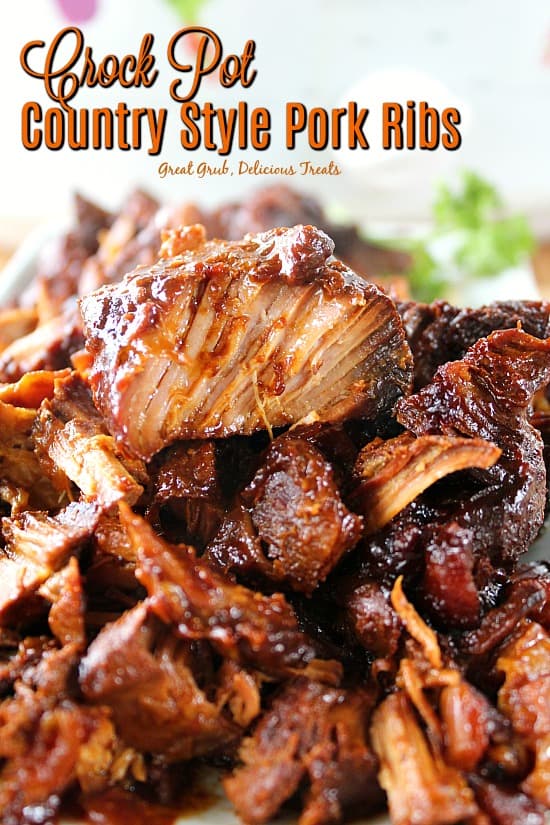 A close up of boneless pork ribs on a white plate.