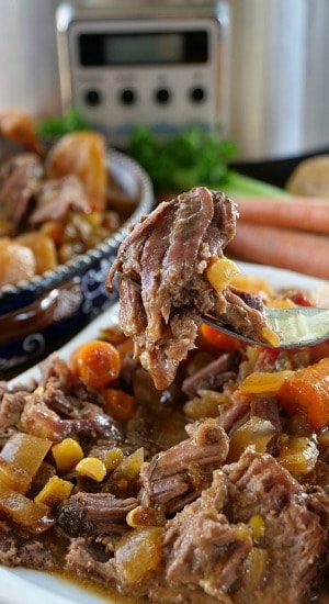 Slow Cooker Boneless Tip Roast is a tender and delicious roast loaded with potatoes and veggies and a family favorite recipe. Slow Cooker Boneless Tip Roast